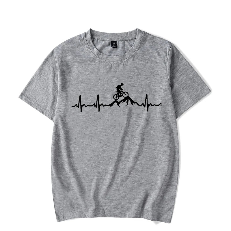 Men's Brand T-shirts Mountain Bike Heartbeat Biking Print Graphic Luminous Summer Tshirts Streetwear Ulzzang Harajuku T-Shirt