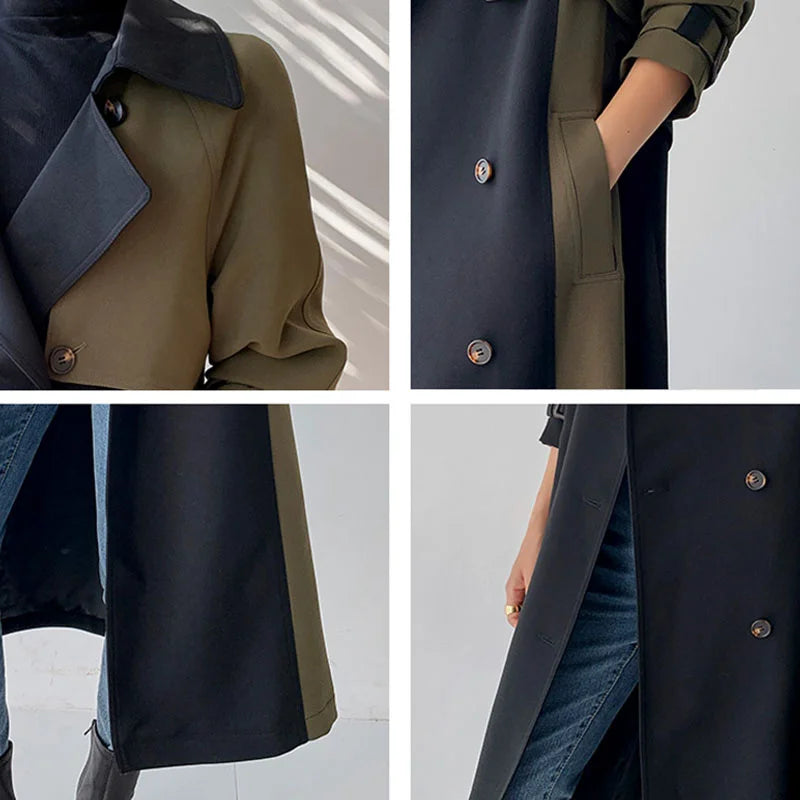 European American Top Quality Autumn spring Trench Coat women Long Coat Simple Chic Classic Female Windbreaker FY112