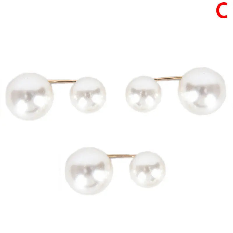 3Pcs/Set Double Pearl Pins for Women Designer Female Brooches Clothes Accessories Simulated Pearl Knit Shirt Jewelry