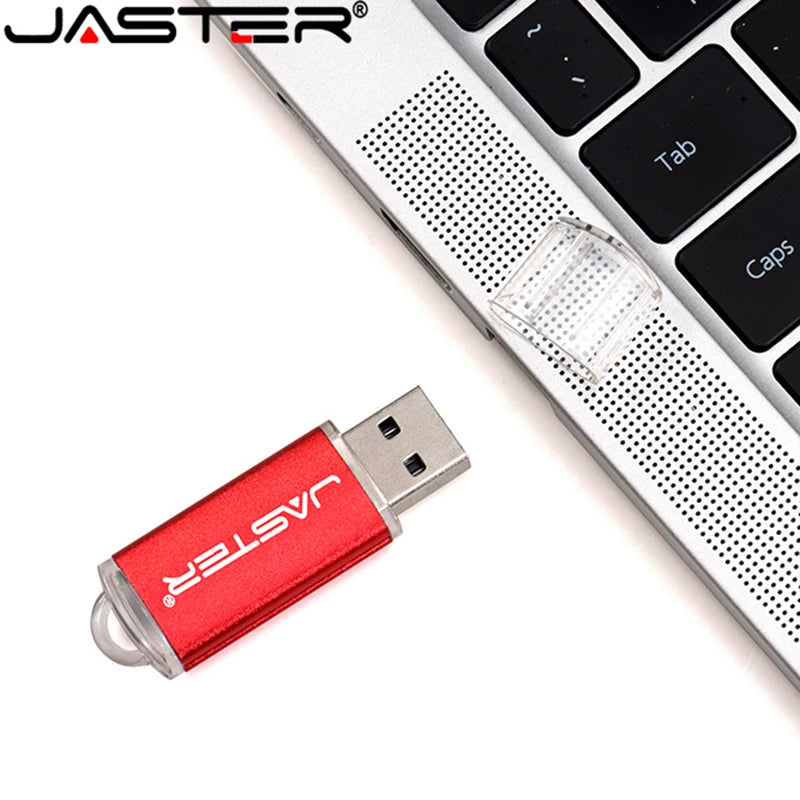 JASTER New Creative With Key Chain USB 2.0 Flash Drive 128GB 64GB 32GB 16GB 8GB 4GB Pendrive Fashion 9 Colors U Stick Gift