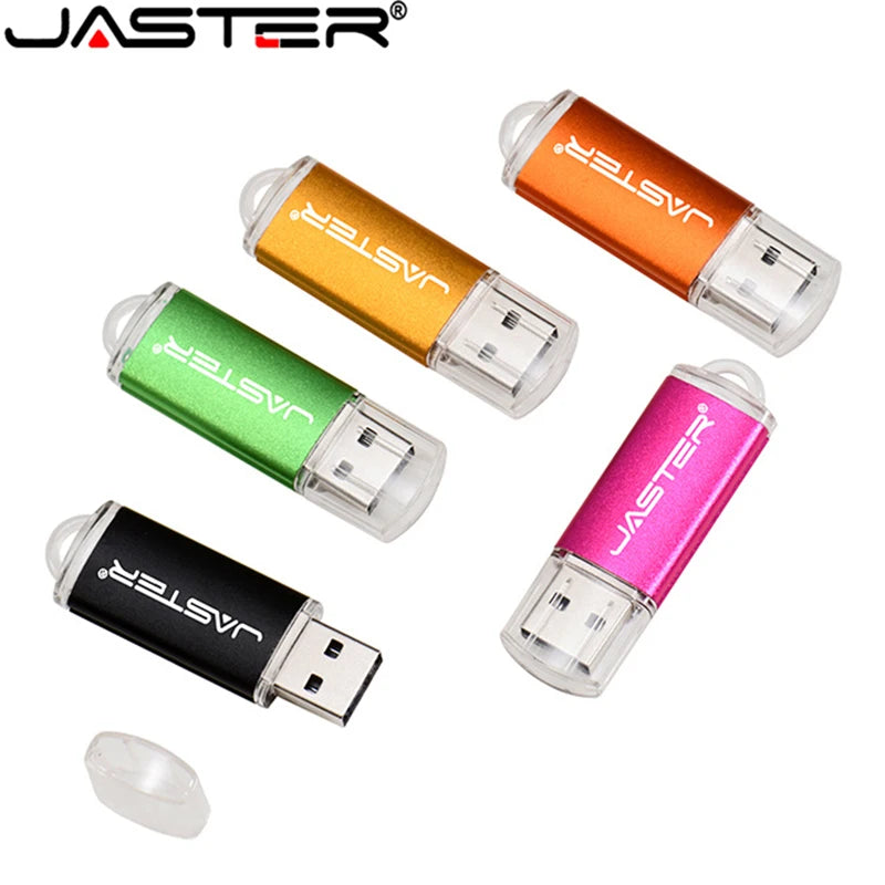 JASTER New Creative With Key Chain USB 2.0 Flash Drive 128GB 64GB 32GB 16GB 8GB 4GB Pendrive Fashion 9 Colors U Stick Gift