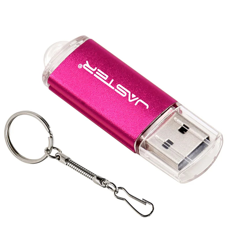 JASTER New Creative With Key Chain USB 2.0 Flash Drive 128GB 64GB 32GB 16GB 8GB 4GB Pendrive Fashion 9 Colors U Stick Gift