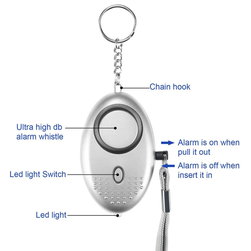 130 db Safesound Personal Security Alarm Keychain Light Self Defense Electronic Device as Bag Decoration for Women,Kids,Girls