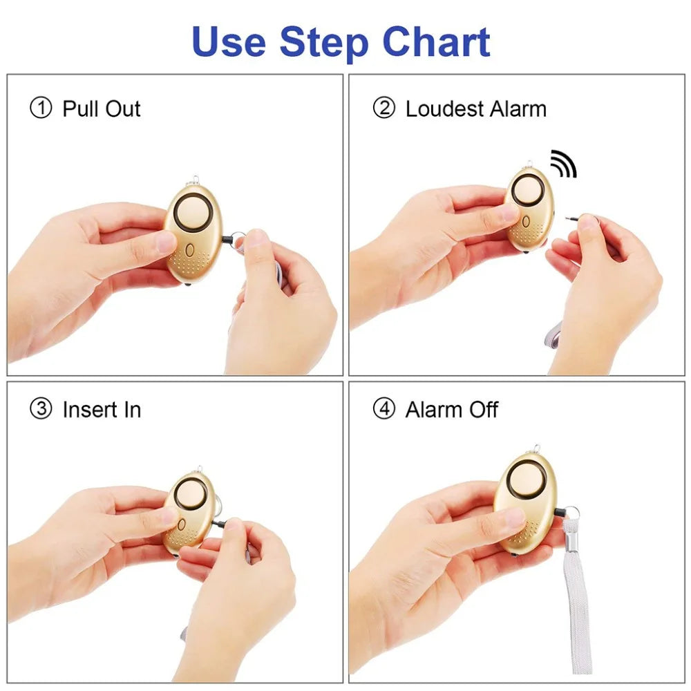 130 db Safesound Personal Security Alarm Keychain Light Self Defense Electronic Device as Bag Decoration for Women,Kids,Girls