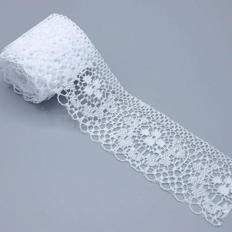 4cm Width White Decorative Lace Trim Fabric Wedding Birthday Christmas Goods Craft DIY Embroidery and Skirt Intimate Accessories