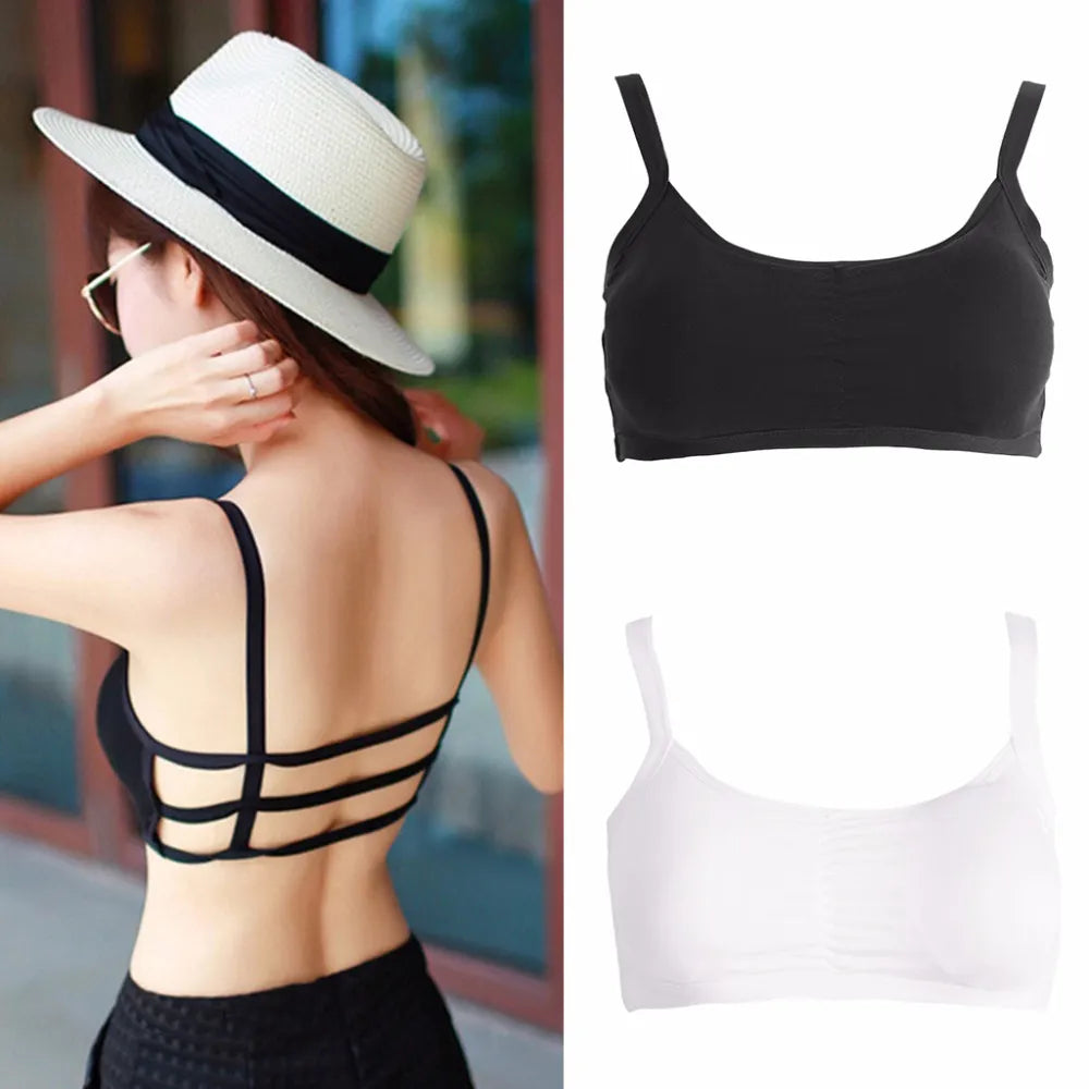 KLV Women Sling Camisole Stretchable U-Neck Slim Sexy Back Strappy Tank Tops