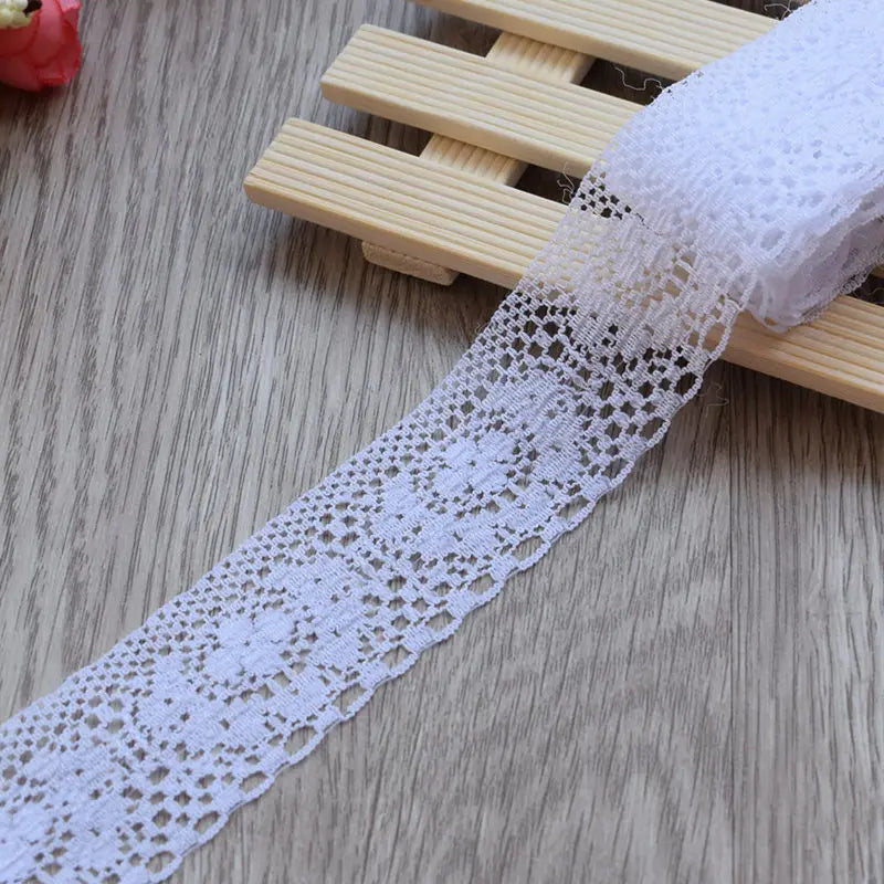 4cm Width White Decorative Lace Trim Fabric Wedding Birthday Christmas Goods Craft DIY Embroidery and Skirt Intimate Accessories