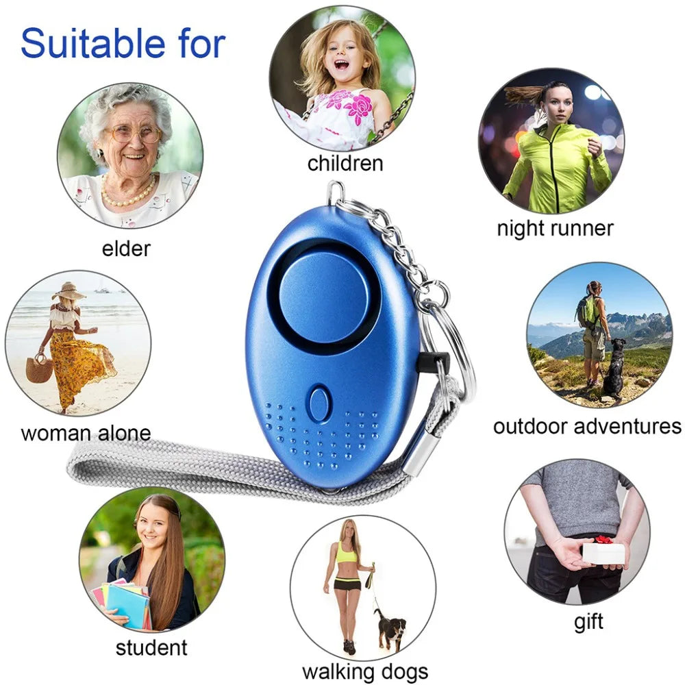 130 db Safesound Personal Security Alarm Keychain Light Self Defense Electronic Device as Bag Decoration for Women,Kids,Girls