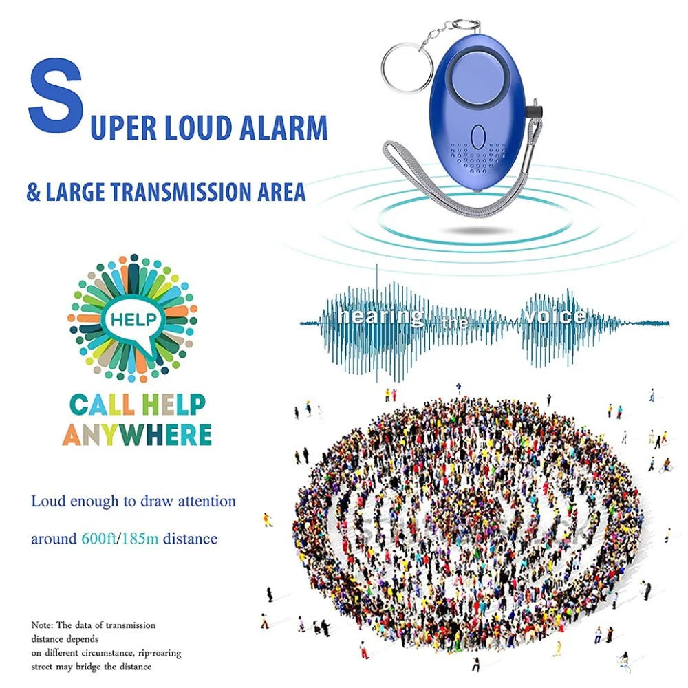 130 db Safesound Personal Security Alarm Keychain Light Self Defense Electronic Device as Bag Decoration for Women,Kids,Girls