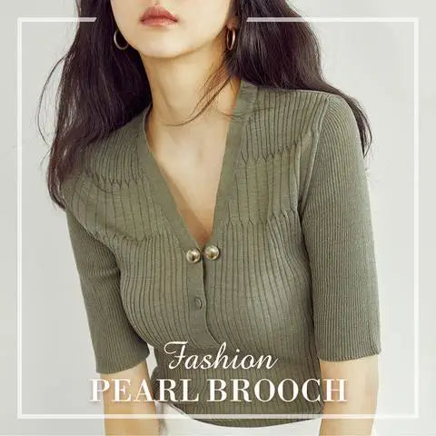 3Pcs/Set Double Pearl Pins for Women Designer Female Brooches Clothes Accessories Simulated Pearl Knit Shirt Jewelry
