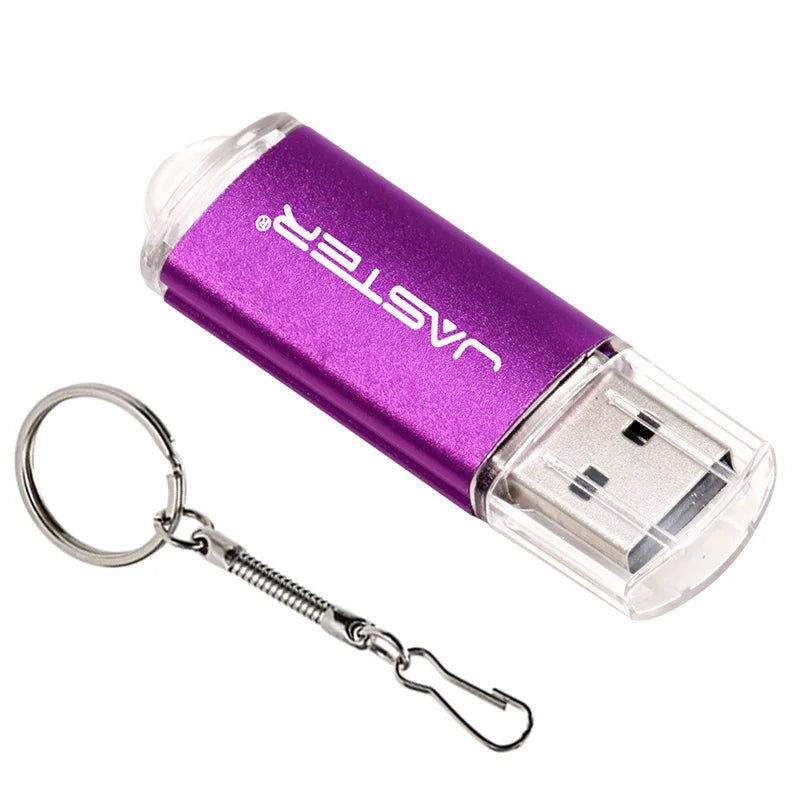 JASTER New Creative With Key Chain USB 2.0 Flash Drive 128GB 64GB 32GB 16GB 8GB 4GB Pendrive Fashion 9 Colors U Stick Gift