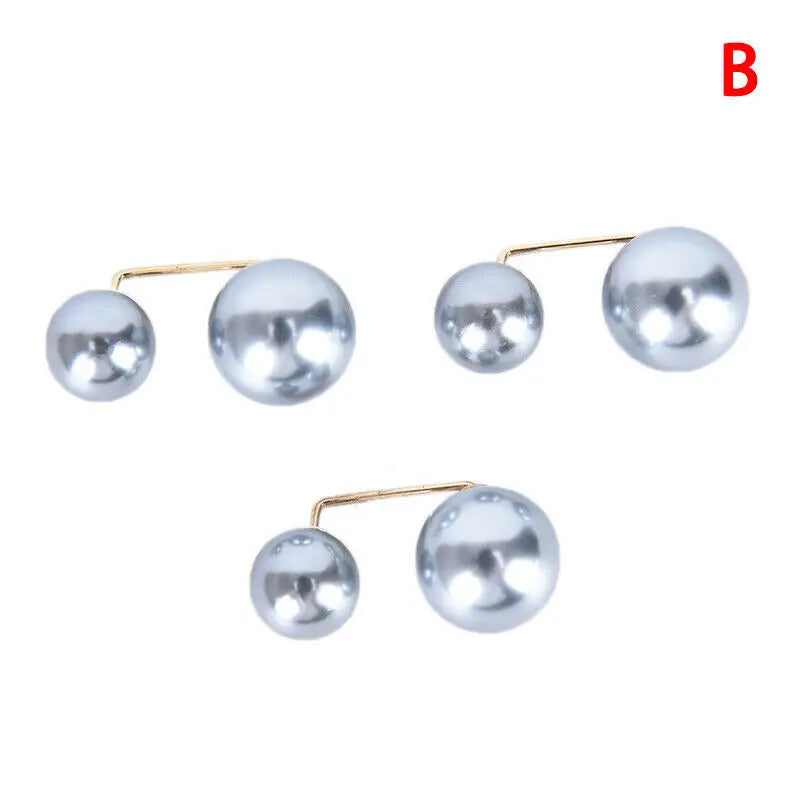 3Pcs/Set Double Pearl Pins for Women Designer Female Brooches Clothes Accessories Simulated Pearl Knit Shirt Jewelry
