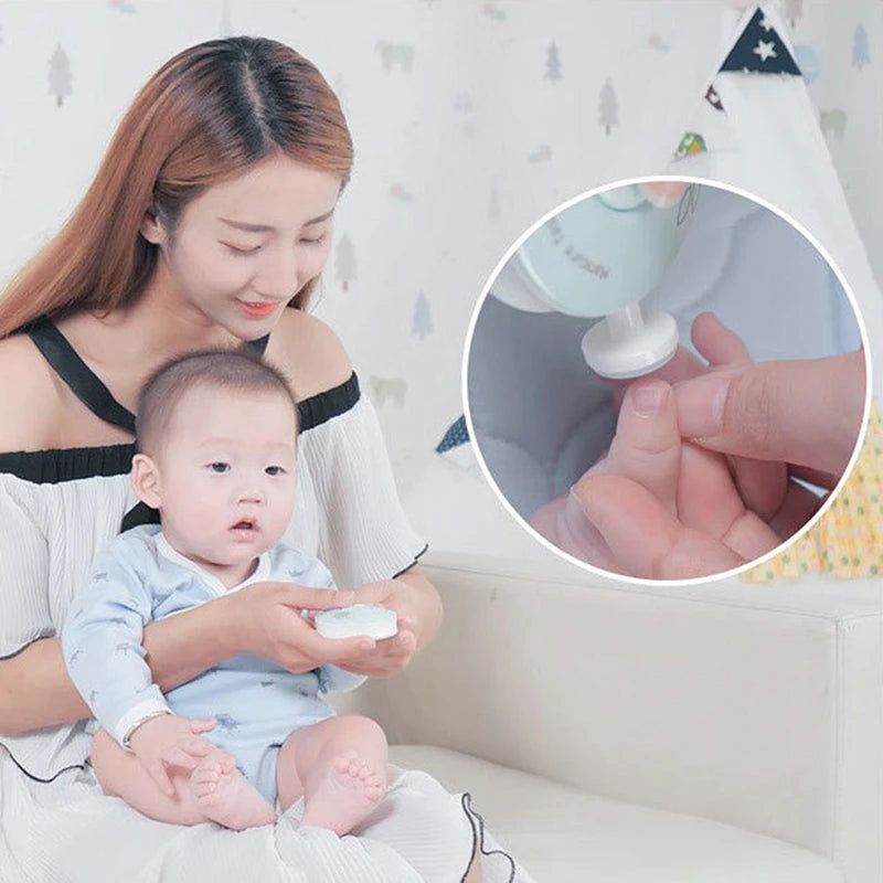Baby Nail Cutter Electric Nail File Clipper Grinding Heads,Trim Polish Grooming Kit for Newborn or Moms Fingernails Care