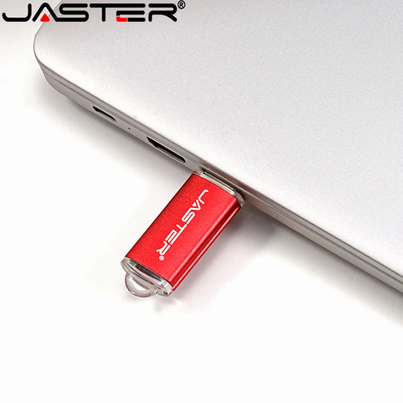 JASTER New Creative With Key Chain USB 2.0 Flash Drive 128GB 64GB 32GB 16GB 8GB 4GB Pendrive Fashion 9 Colors U Stick Gift