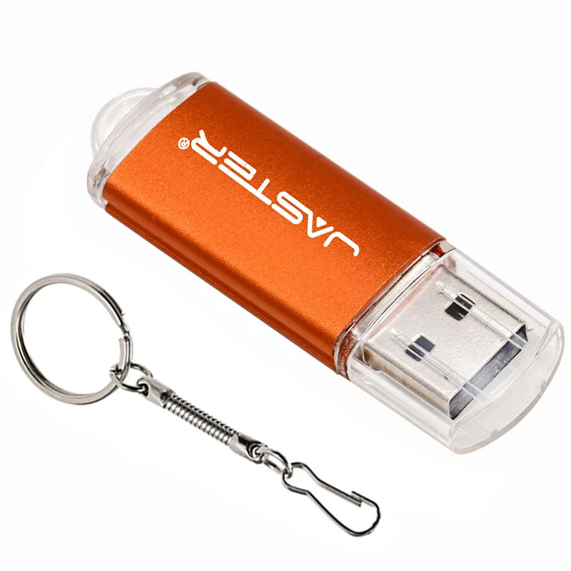 JASTER New Creative With Key Chain USB 2.0 Flash Drive 128GB 64GB 32GB 16GB 8GB 4GB Pendrive Fashion 9 Colors U Stick Gift