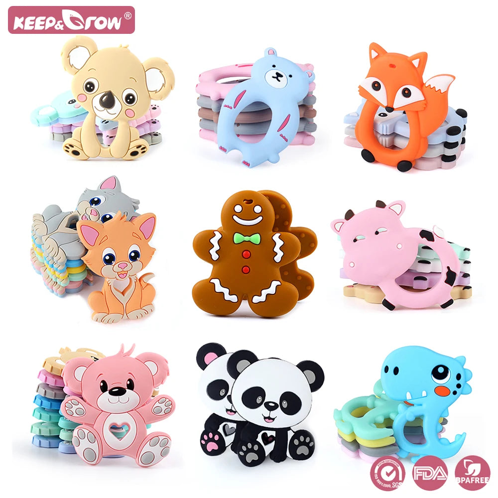 1Pcs Silicone Teether Animal Koala Rodent Cartoon Food Grade DIY Baby Necklace Pendant Oral Care Baby Teether Toys