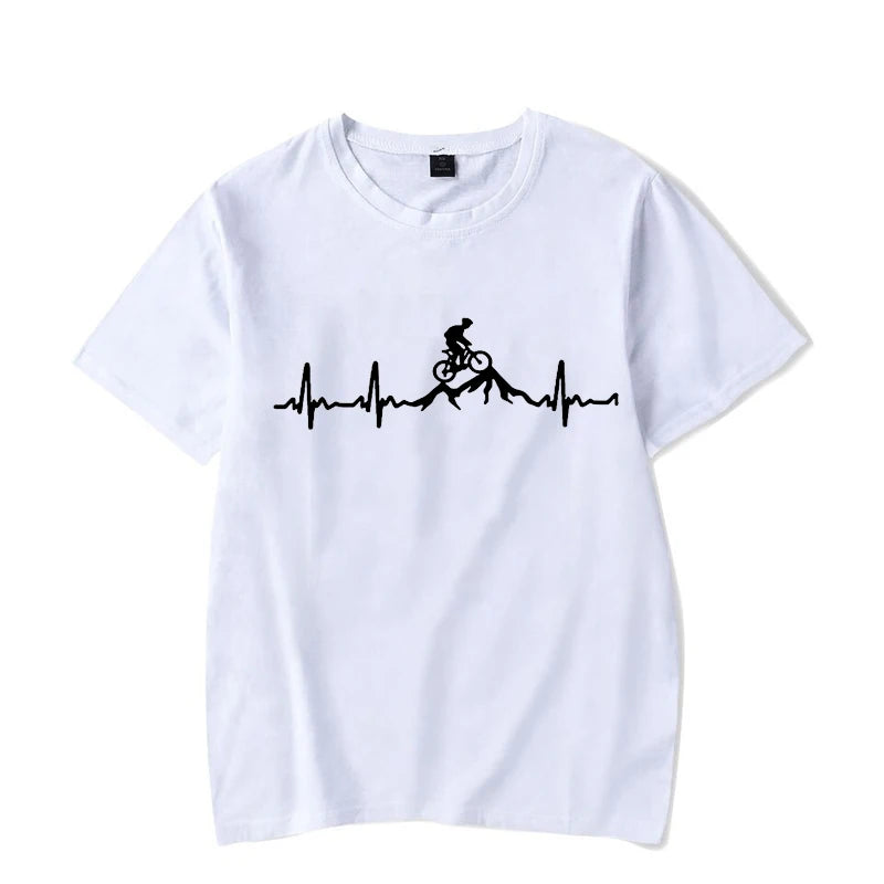 Men's Brand T-shirts Mountain Bike Heartbeat Biking Print Graphic Luminous Summer Tshirts Streetwear Ulzzang Harajuku T-Shirt