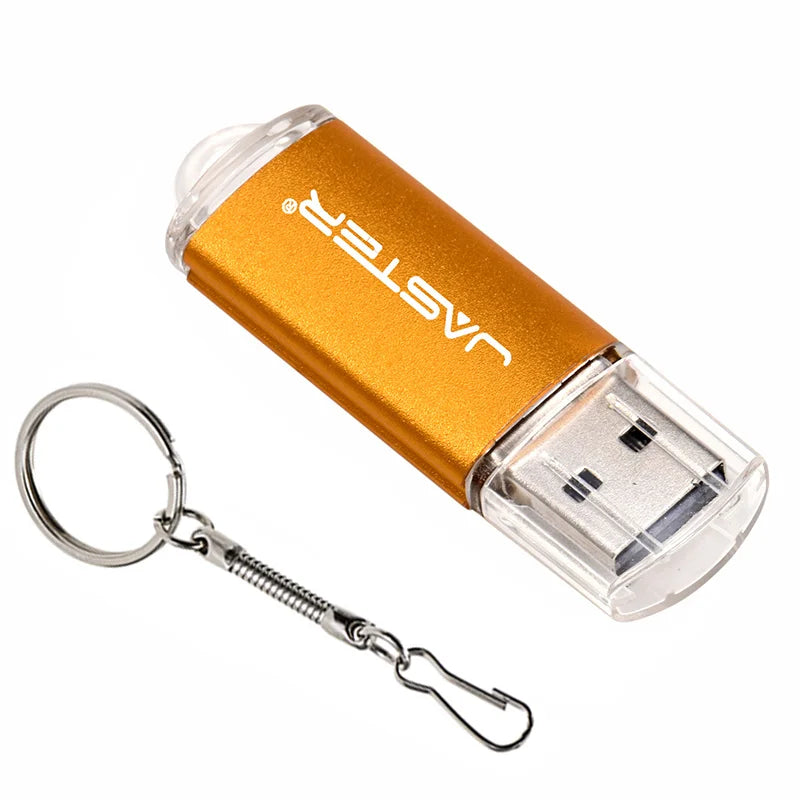 JASTER New Creative With Key Chain USB 2.0 Flash Drive 128GB 64GB 32GB 16GB 8GB 4GB Pendrive Fashion 9 Colors U Stick Gift