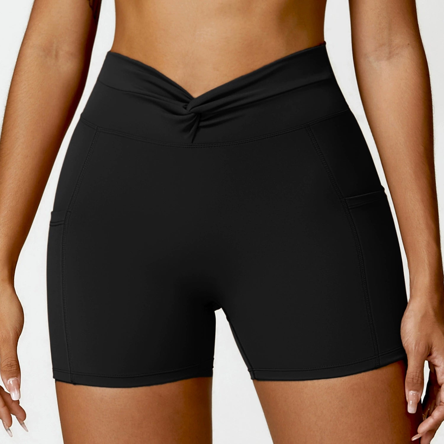 Fashion Pocket Nude Feel Tight Yoga Shorts Casual Outdoor Running Exercise Shorts Women's Hip Raise Fitness Pants