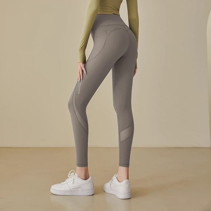 Side Pocket Running High Waist Hip Lifting and Belly Contracting Yoga Pants