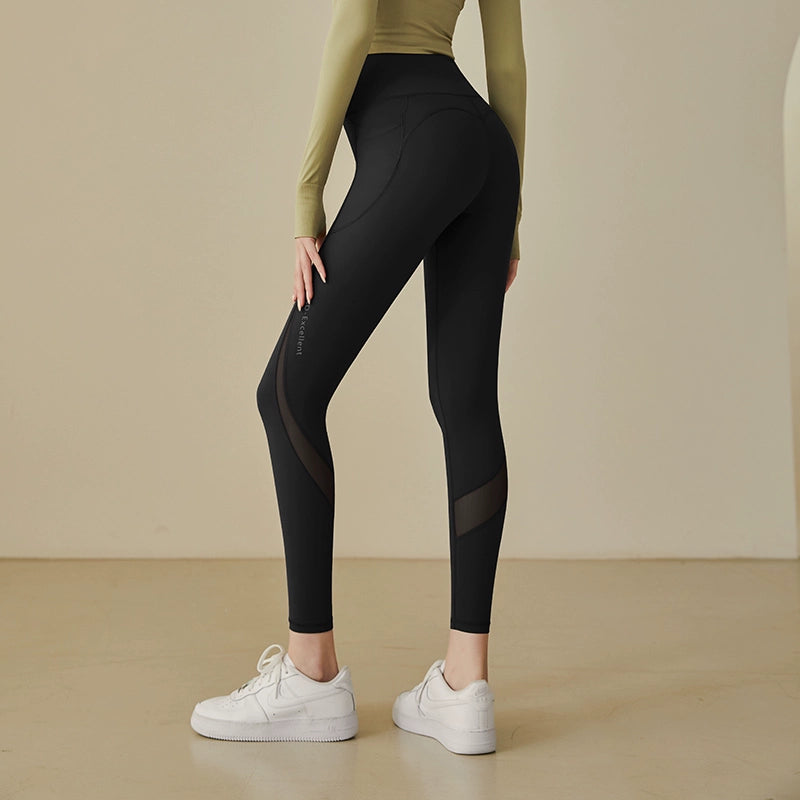 Side Pocket Running High Waist Hip Lifting and Belly Contracting Yoga Pants