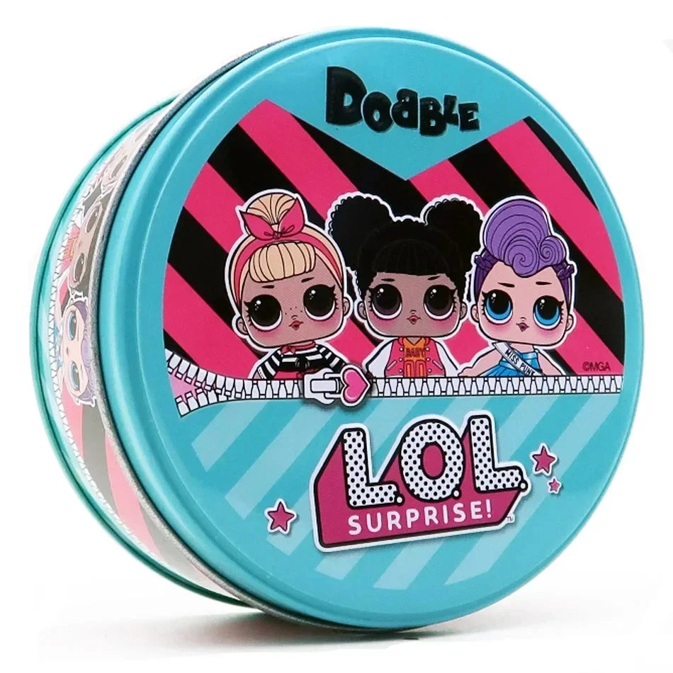 28 Styles Double juego Card Dobble Card Game Table Board Game for Dobbles Kids HP Metal Box Card Matching Toys for Childrens
