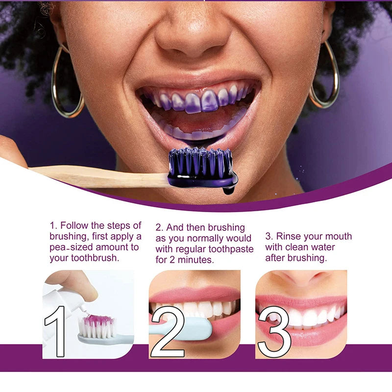30ml V34 Purple Whitening Fresh Breath Brightening Toothpaste Remove Stains Reduce Yellowing Care For Teeth Gums Oral Care