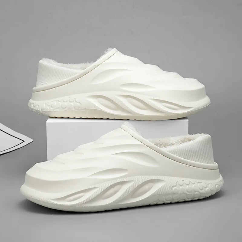 New Fashion Cotton Clogs Slippers Men Winter Warm Home Cotton Shoes Waterproof Garden Shoes Indoor Slip On Shoes For Men
