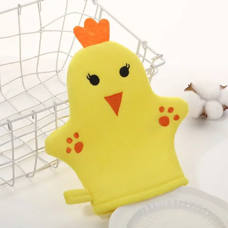Baby Bath Gloves for Kids Toddlers Cartoon Animal Shape Shower Brush Washcloth for Bathing Children Wash Clean Shower Massage