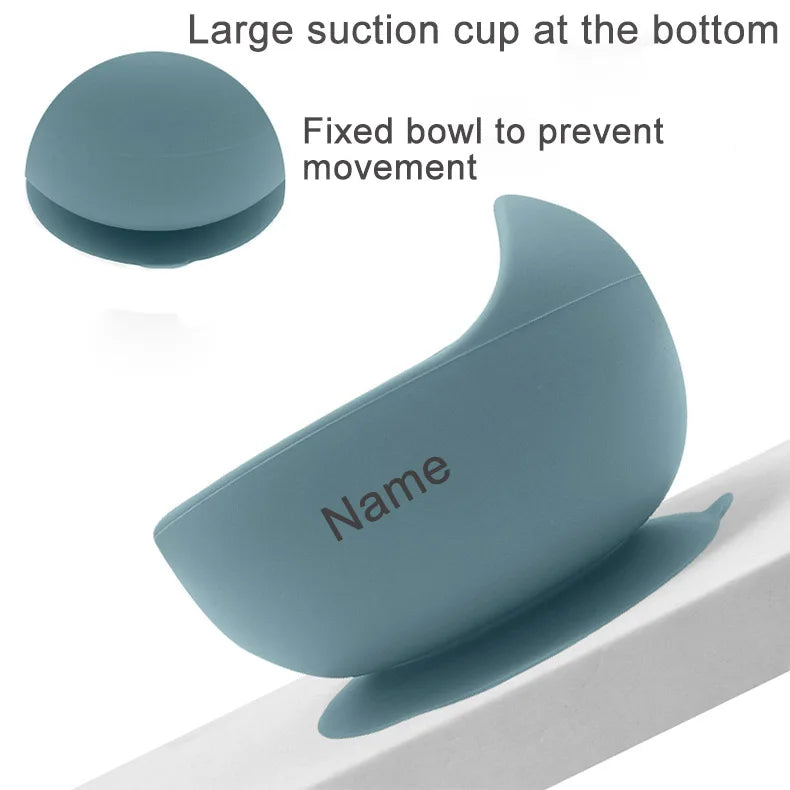 6Pcs Baby Silicone Feeding Set Personalized Names Kids Tableware Children's Dishes Set Sucker Bowl Maternal and Infant Supplies