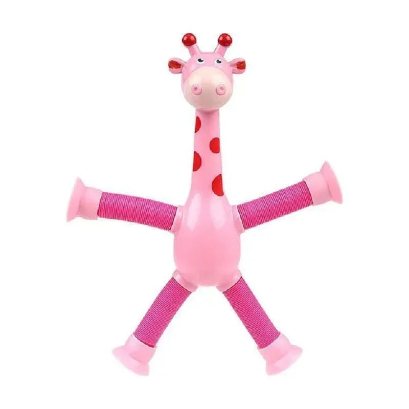 Children Christmas Suction Cup Toys Pop Tubes Stress Relief Telescopic Giraffe Fidget Sensory Bellows Anti-stress Squeeze Toy