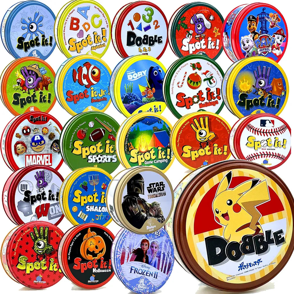 36style Pokemon Double juego Cards Spot It HP Dobble Card Game Party Board Holidays Sports Cartoon Kids Educational Toy Gifts