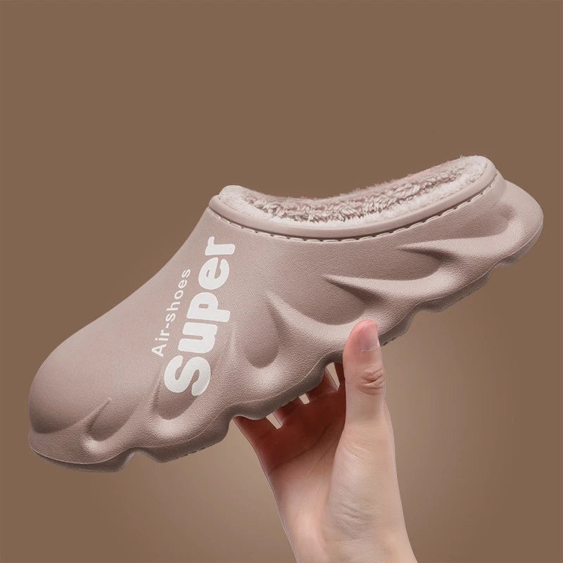 New Autumn Winter Warm Plush Super Air Shoes Japanese Style Home Slippers Men Slip-on Waterproof Unisex Cotton Snow Boots