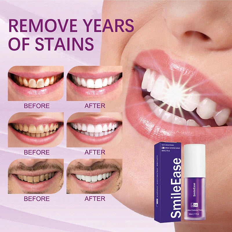 30ml V34 Purple Whitening Fresh Breath Brightening Toothpaste Remove Stains Reduce Yellowing Care For Teeth Gums Oral Care