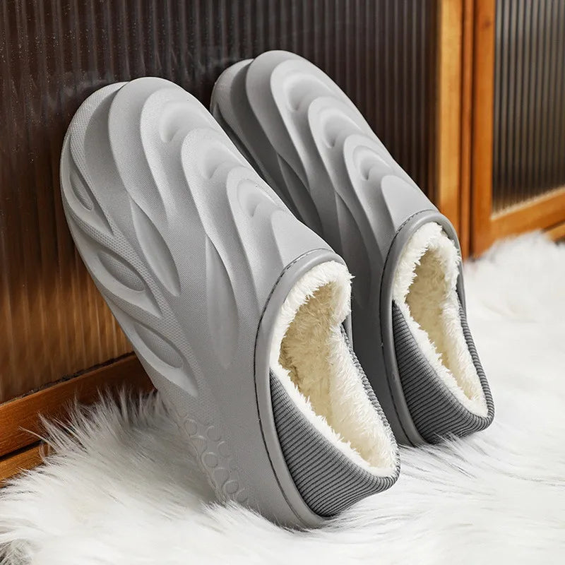 New Fashion Cotton Clogs Slippers Men Winter Warm Home Cotton Shoes Waterproof Garden Shoes Indoor Slip On Shoes For Men