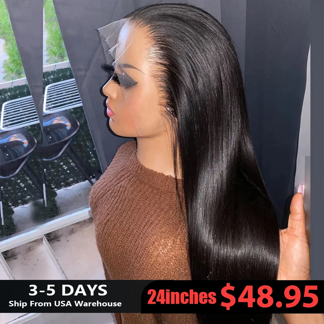 30 Inch Lace Front Wig Brazilian Bone Straight Human Hair Wig HD Transparent 13X4 Lace Frontal Wig 4X4 Closue Wigs For Women