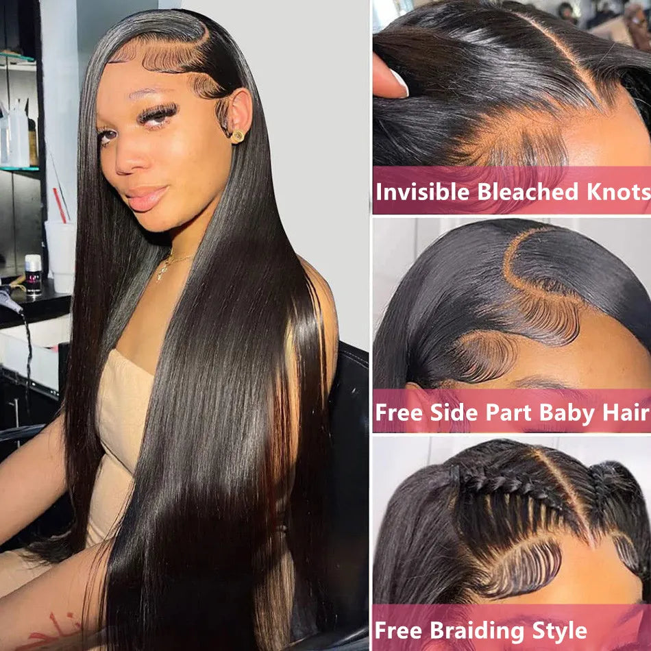 30 Inch Lace Front Wig Brazilian Bone Straight Human Hair Wig HD Transparent 13X4 Lace Frontal Wig 4X4 Closue Wigs For Women