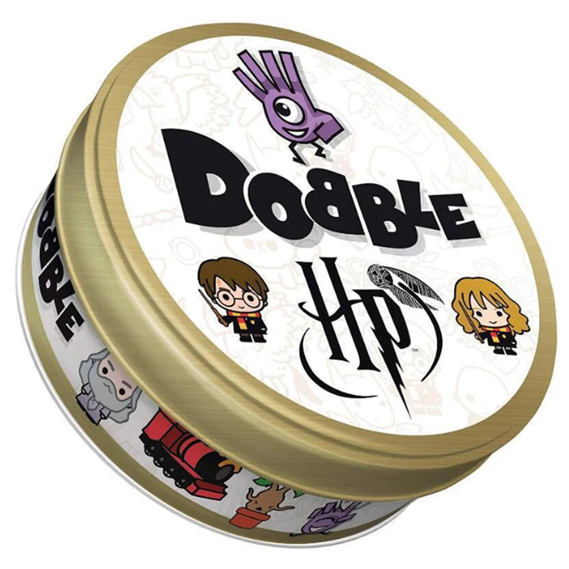 28 Styles Double juego Card Dobble Card Game Table Board Game for Dobbles Kids HP Metal Box Card Matching Toys for Childrens