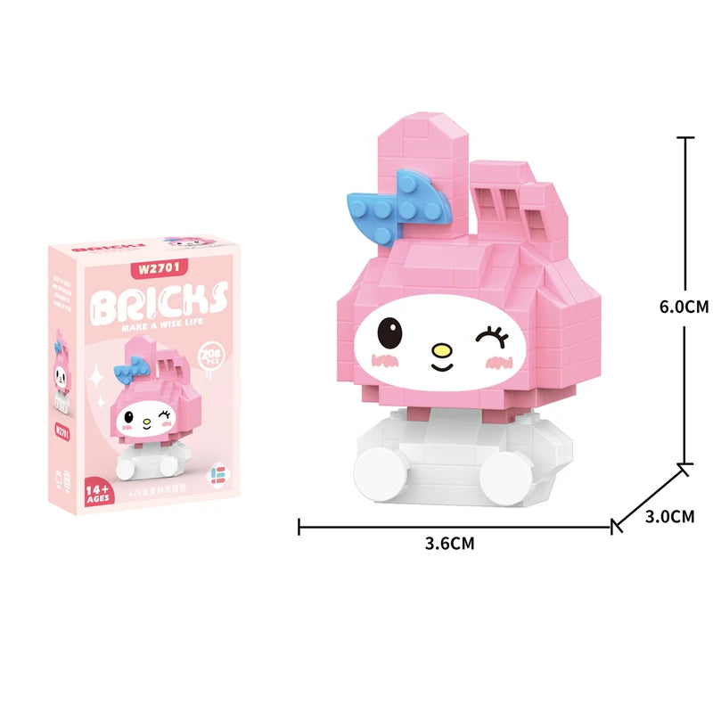 Cartoon Kuromi Cinnamoroll Block Character Assembled Model Building Block Dolls Toy Children Gif