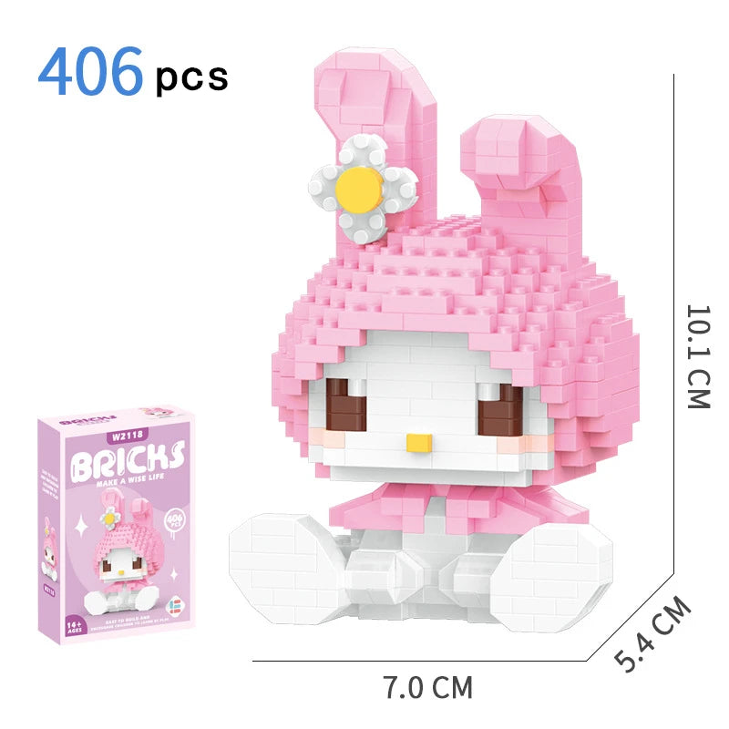 Cartoon Kuromi Cinnamoroll Block Character Assembled Model Building Block Dolls Toy Children Gif