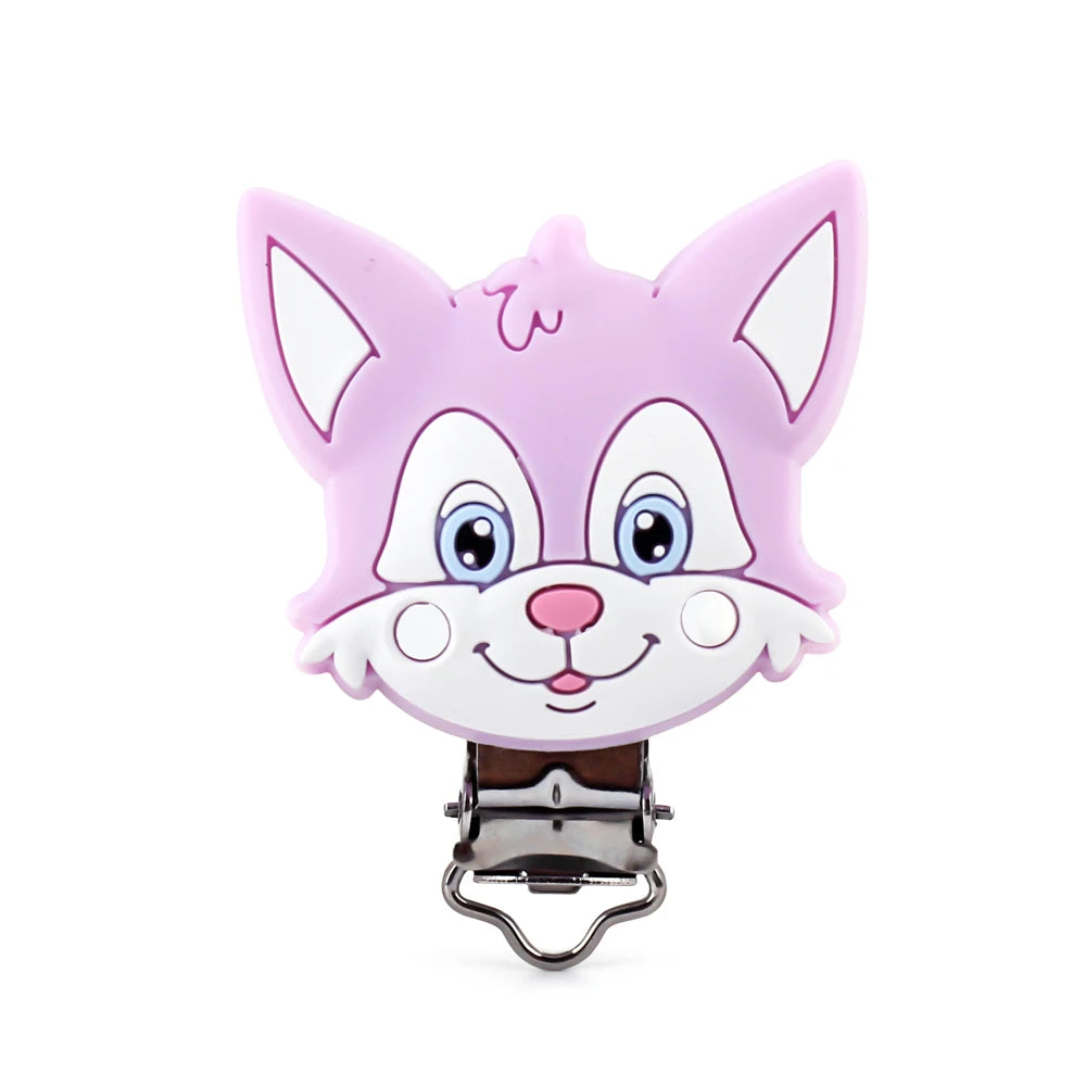 3pcs Silicone Pacifier Clips Teether Bear Fox Unicorn Baby Teething Teether Clip Necklace Beads Tool Nurs Accessories Food Grade