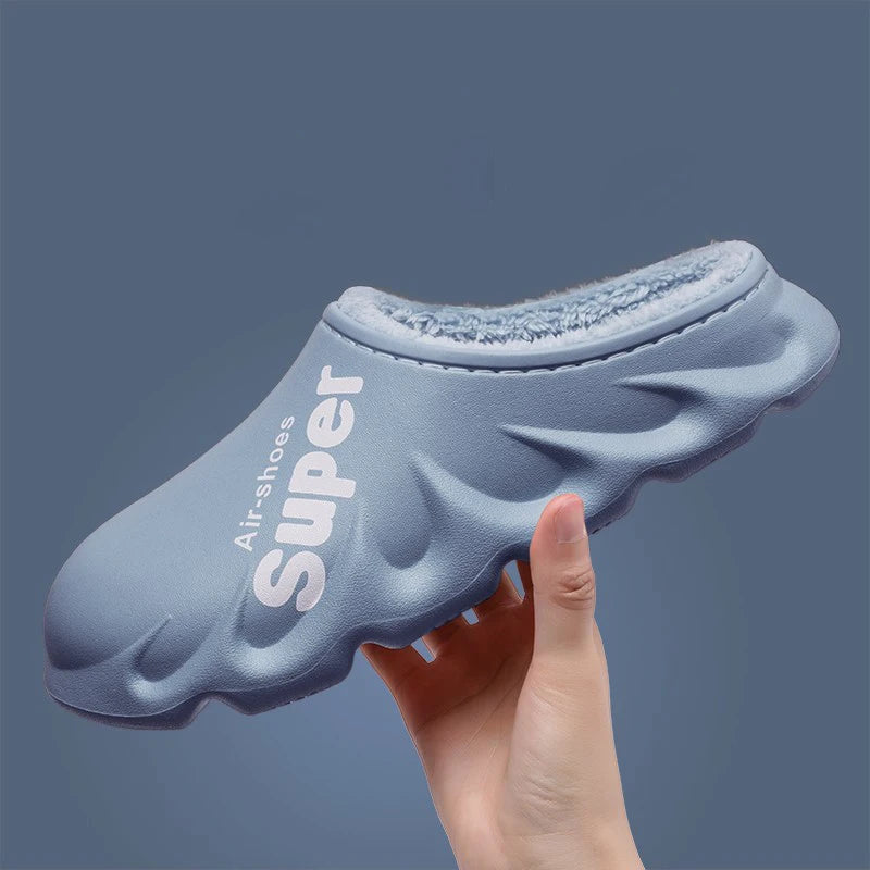 New Autumn Winter Warm Plush Super Air Shoes Japanese Style Home Slippers Men Slip-on Waterproof Unisex Cotton Snow Boots
