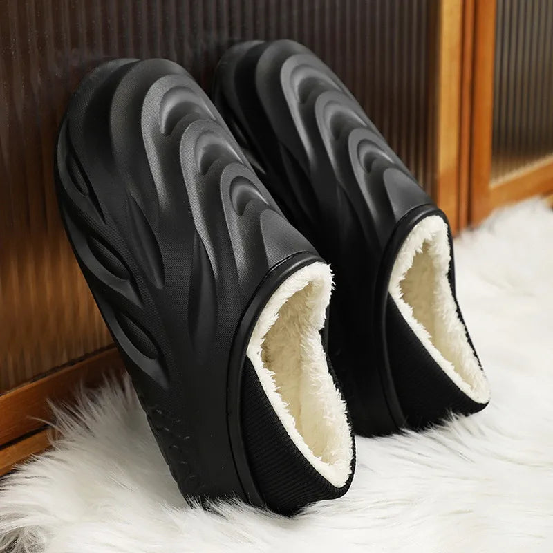New Fashion Cotton Clogs Slippers Men Winter Warm Home Cotton Shoes Waterproof Garden Shoes Indoor Slip On Shoes For Men
