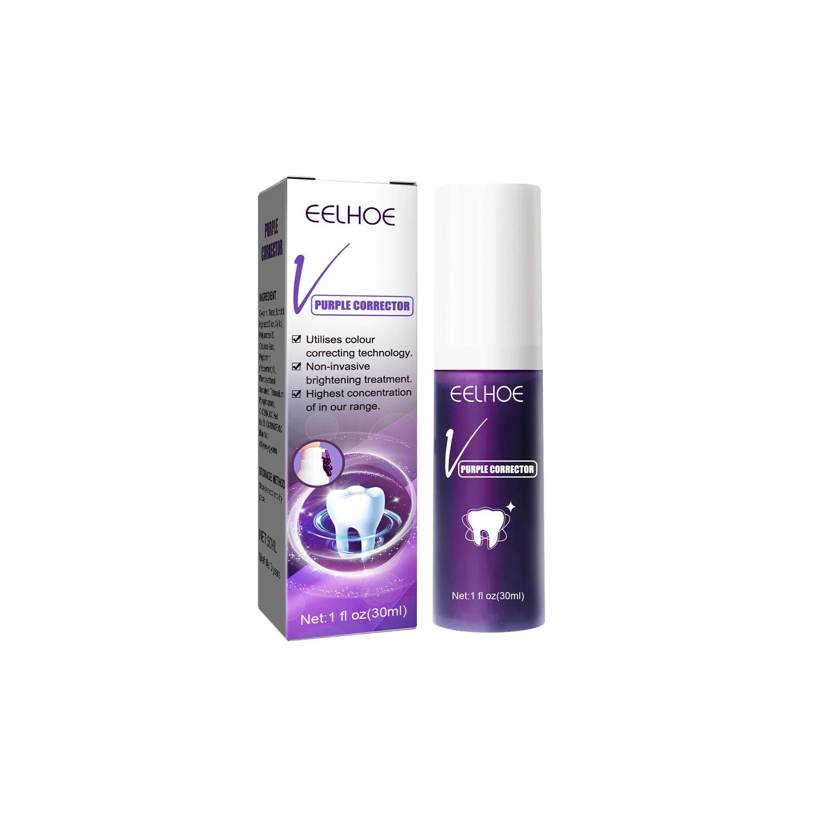 30ml V34 Purple Whitening Fresh Breath Brightening Toothpaste Remove Stains Reduce Yellowing Care For Teeth Gums Oral Care