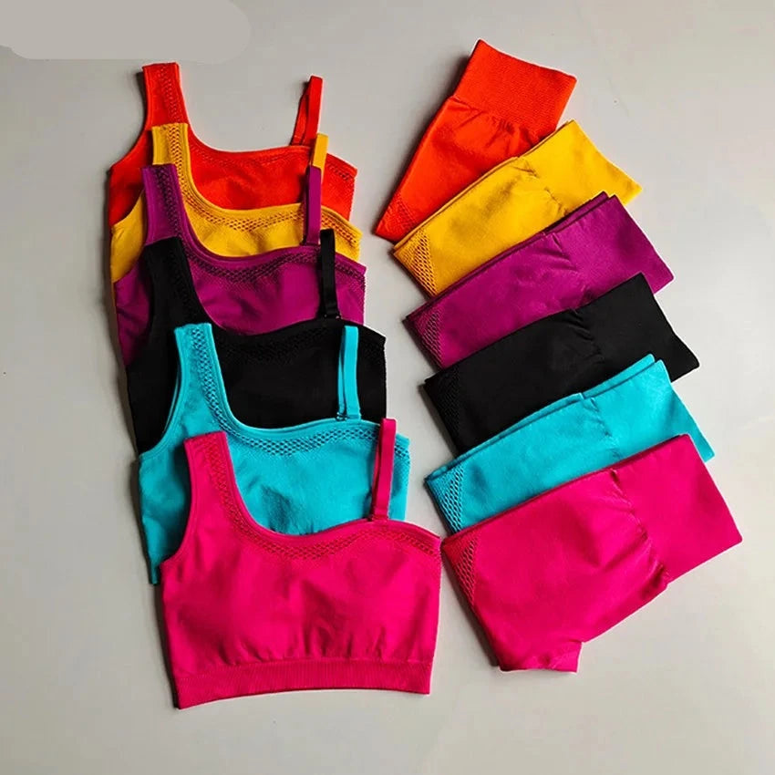 2024 1/2Pcs Seamless Yoga Set Women Gym Sportswear Outfit Yoga Pant Leggings One Shoulder Sports Bra Workout Cloth Tracksuit