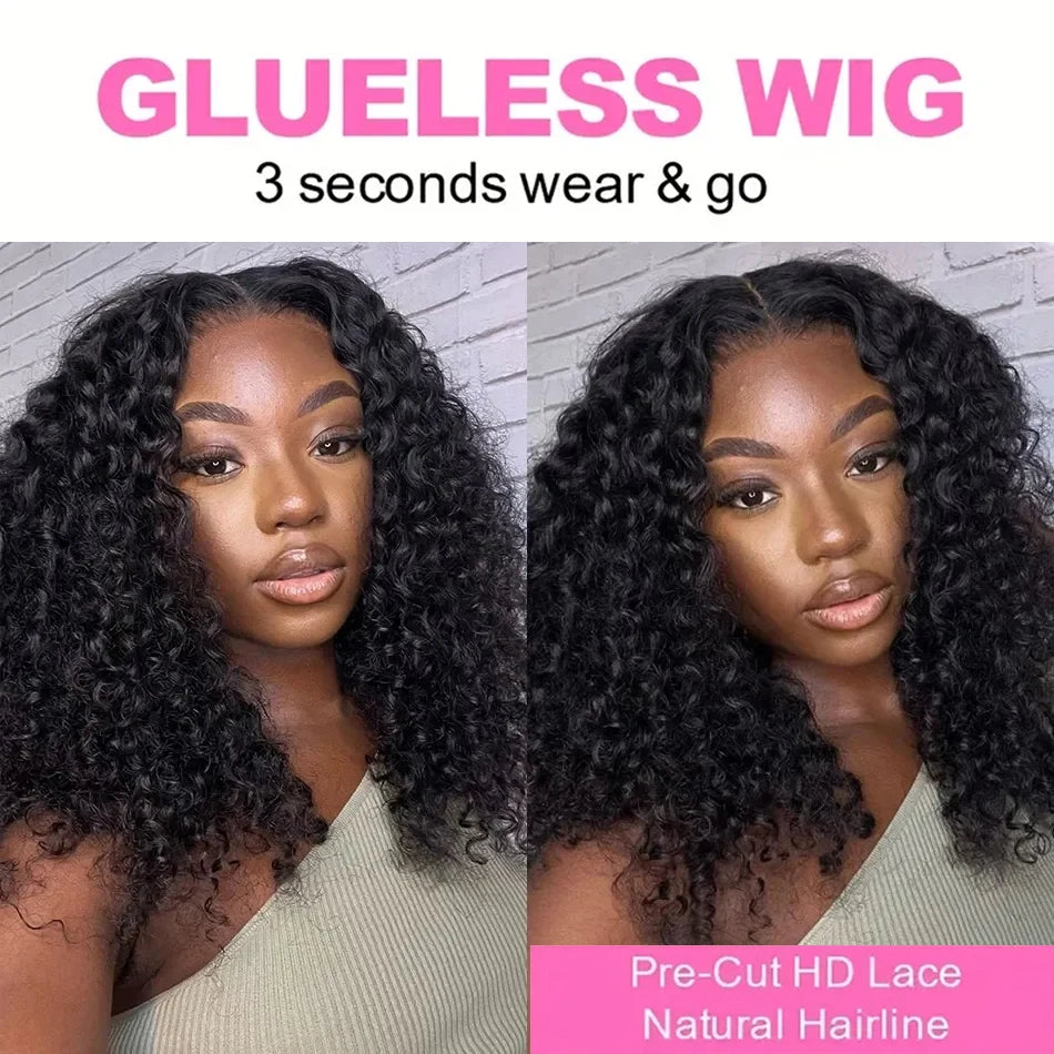 Glueless Wig Brazilian Short Bob Wig Kinky Curly Lace Front Human Hair Wigs 13x4 Transparent Closure Wig Cheveux Humain Perruque