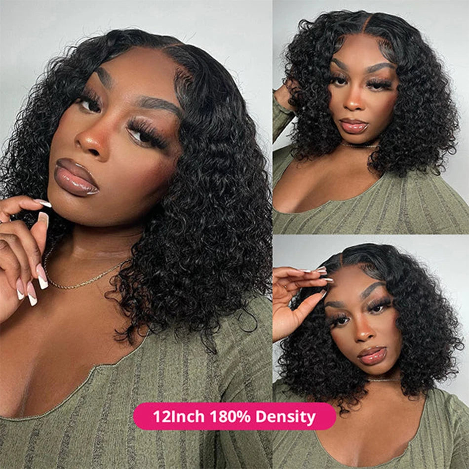 Glueless Wig Brazilian Short Bob Wig Kinky Curly Lace Front Human Hair Wigs 13x4 Transparent Closure Wig Cheveux Humain Perruque