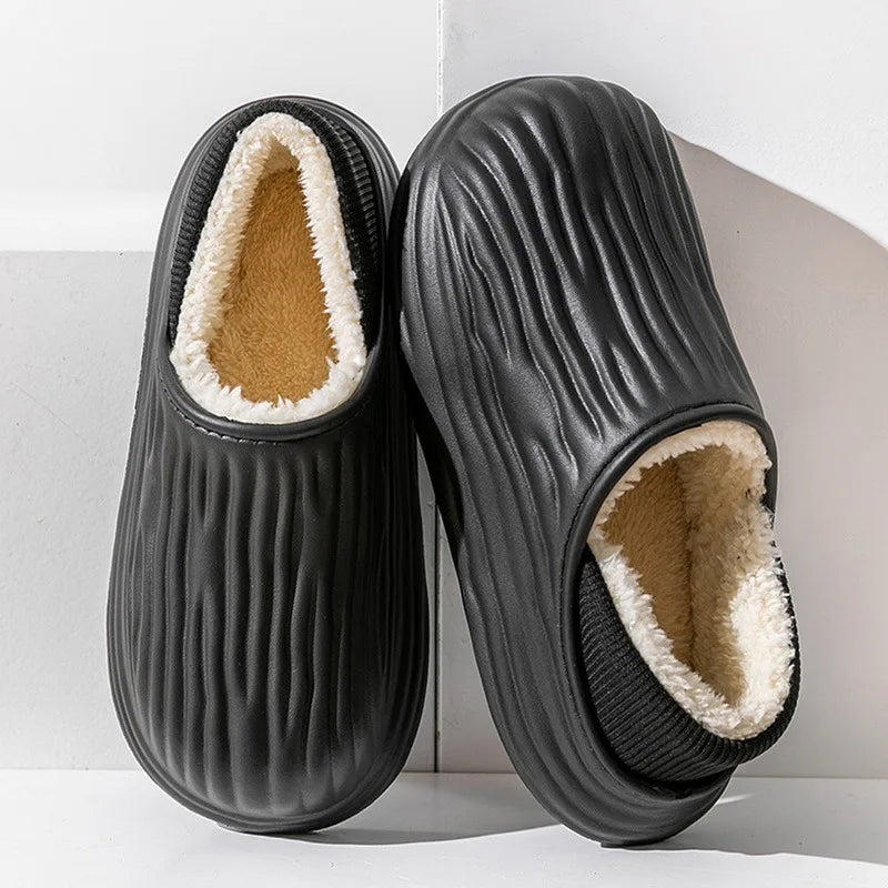 New Fashion Cotton Clogs Slippers Men Winter Warm Home Cotton Shoes Waterproof Garden Shoes Indoor Slip On Shoes For Men