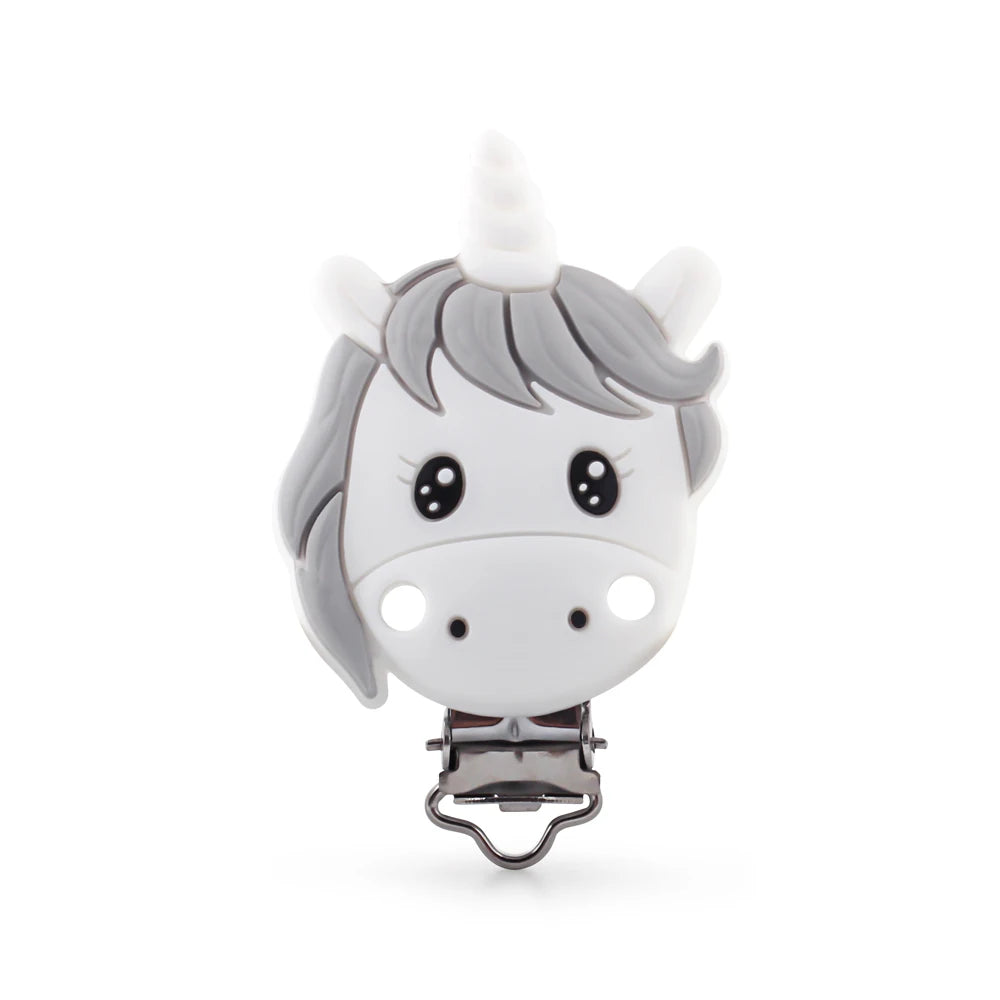 3pcs Silicone Pacifier Clips Teether Bear Fox Unicorn Baby Teething Teether Clip Necklace Beads Tool Nurs Accessories Food Grade
