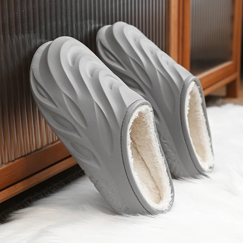 New Fashion Cotton Clogs Slippers Men Winter Warm Home Cotton Shoes Waterproof Garden Shoes Indoor Slip On Shoes For Men